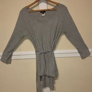 #1598 Espresso long sleeve long wide bell shaped with belt Med